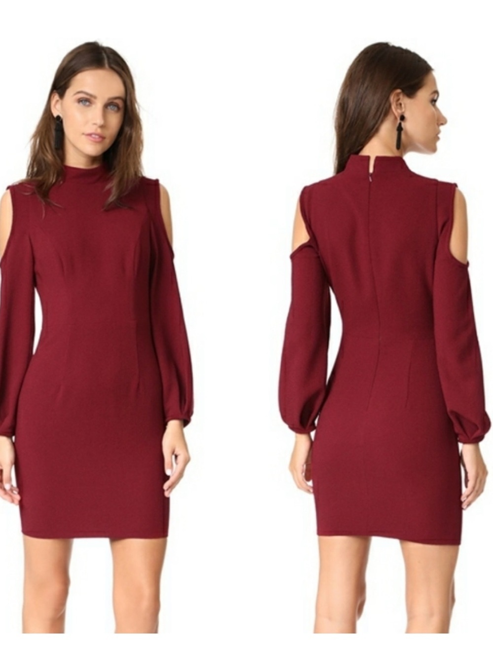 NWT Black Halo Sergia Cold Shoulder Sheath Dress Mulberry Wine Size 6 $375